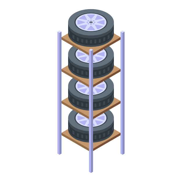 Icono de rack de neumáticos para el hogar Isométrico del icono de vector de rack de neumáticos para el hogar para diseño web aislado en fondo blanco