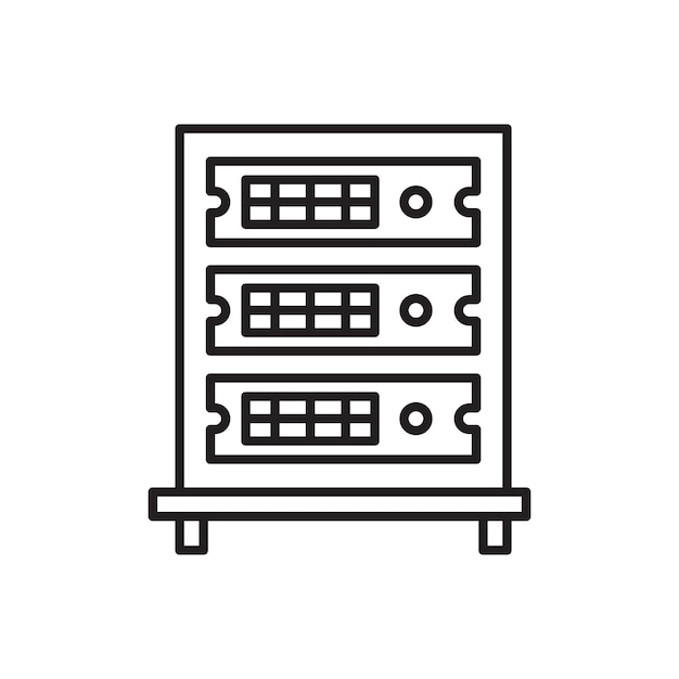 Icono de rack de servidor Colección de arte de línea delgada