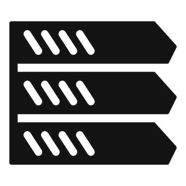 Icono de rack de servidor negro que muestra tres servidores que almacenan datos
