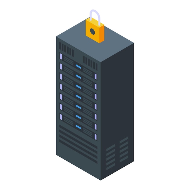 Icono de rack de servidor vector isométrico Centro de sala Datos de computadora