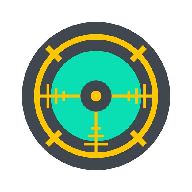 Icono de radar de objetivo de policía Ilustración plana del icono de vector de radar de objetivo de policía para web aislado en blanco