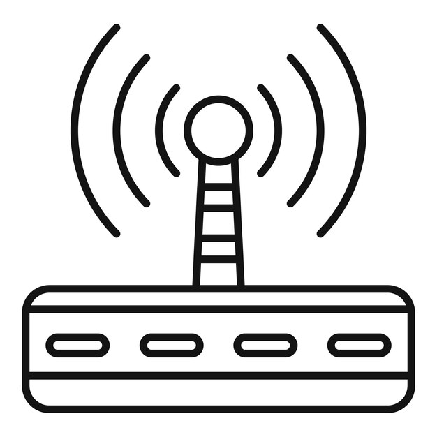 Icono de radiación del enrutador wifi Contorno del icono de vector de radiación del enrutador wifi para diseño web aislado en fondo blanco