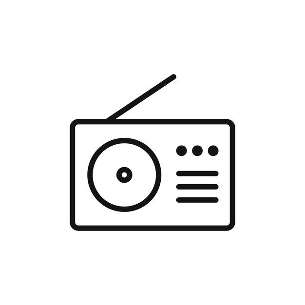 Icono de radio aislado sobre fondo blanco.