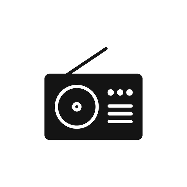 Icono de radio aislado sobre fondo blanco.