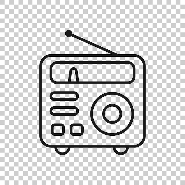 Icono de radio en estilo plano Ilustración de vector de transmisión Fm sobre fondo blanco aislado Concepto de negocio de radiodifusión