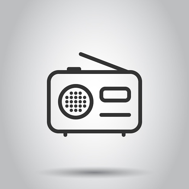 Icono de radio en estilo plano Ilustración de vector de transmisión Fm sobre fondo blanco aislado Concepto de negocio de radiodifusión