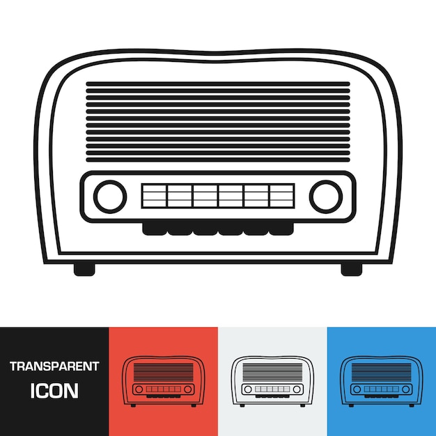 Icono de radio retro transparente icono vectorial en diferentes tipos de fondos eps 10