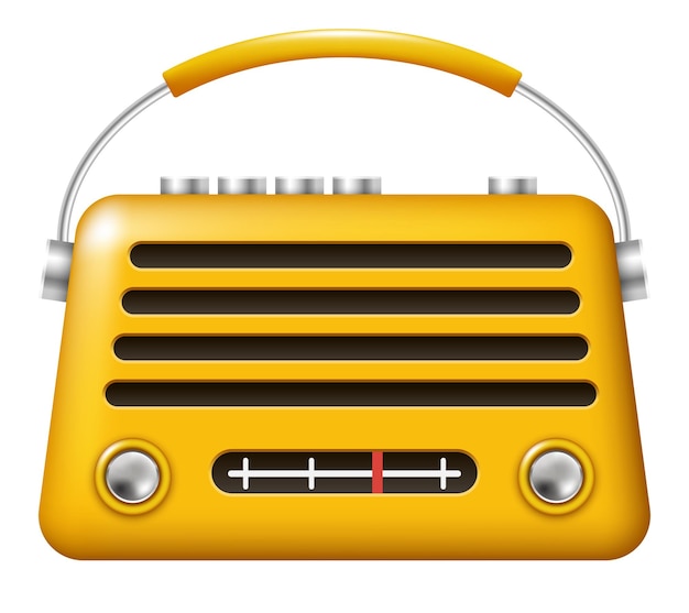 Icono de radio retro Vector 3D radio 3D Clipart aislado en fondo blanco