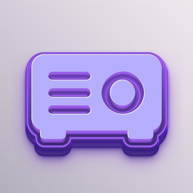 Vector icono de radio vectorial púrpura 3d personalizable para educación, negocios y medios de comunicación