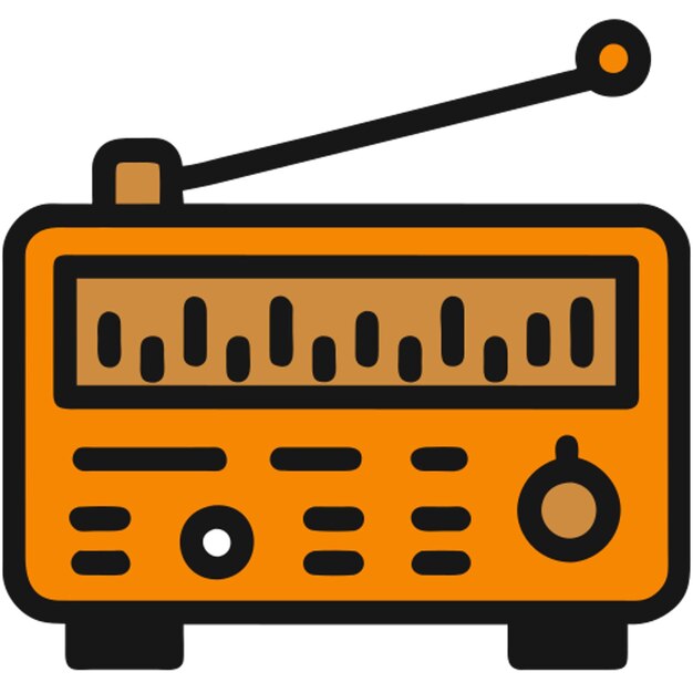 Vector icono de radio vintage contorno de colores