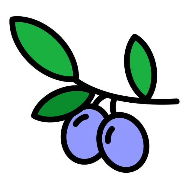 Icono de la rama de oliva griega Contorno del icono vectorial de la rampa de oliva grega Color plano aislado