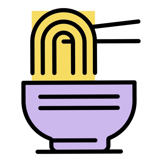 El icono de ramen picante Contorno del icono vectorial de ramen pico color plano aislado