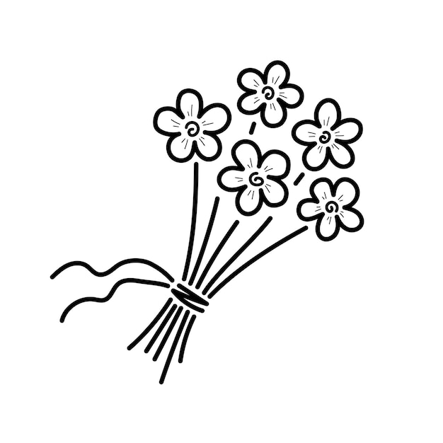 Icono de ramo de flores en estilo doodle