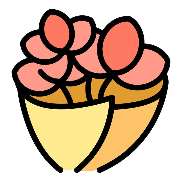 Icono de ramo de flores florales Contorno Icono de vector de ramo de flores florales para diseño web aislado en color de fondo blanco plano