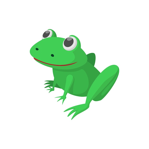 Icono de rana verde en estilo de dibujos animados aislado sobre fondo blanco