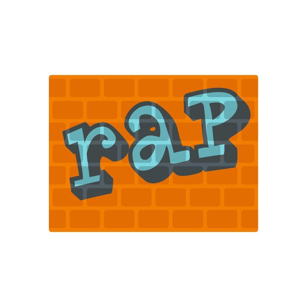 Icono de rap en la pared de ladrillos Ilustración plana de rap en el muro de ladrillo Icono vectorial para diseño web