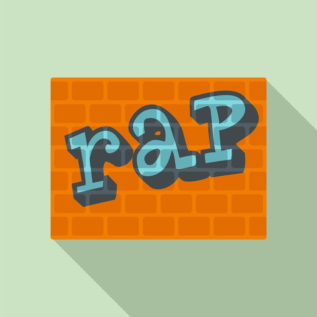 Icono de rap en la pared de ladrillos Ilustración plana de rap en el muro de ladrillo Icono vectorial para diseño web