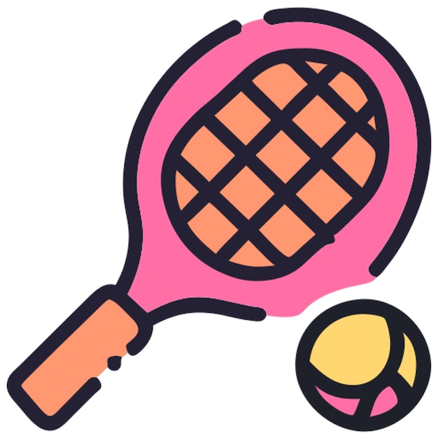 icono de la raqueta de bádminton línea rota
