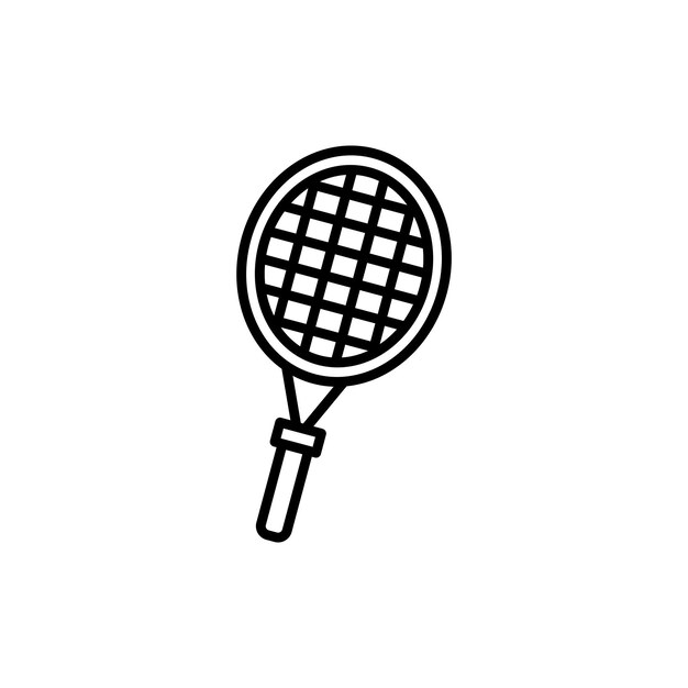 Icono de raqueta de tenis conjunto símbolo vectorial de raqueta bate icono de partido del campeonato de tenis en negro relleno y estilo delineado