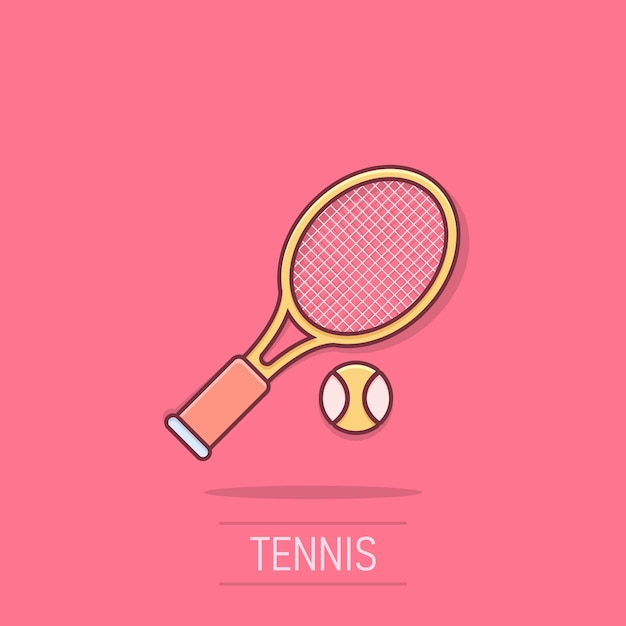 Ícono de raqueta de tenis en estilo cómico Ilustración vectorial de dibujos animados de raqueta para juegos en un fondo aislado