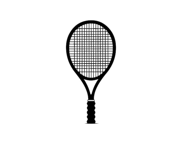Ícono de raqueta de tenis en fondo blanco Ilustración vectorial en estilo plano de moda