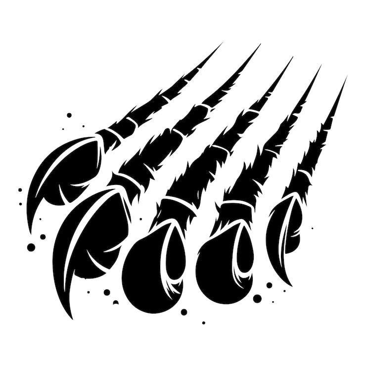Vector el icono de rascado de garra de las garras es una ilustración vectorial de la silueta de rascado y rascado de animales.