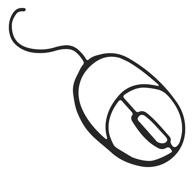 Vector icono del ratón de la computadora dispositivo de control garabato negro