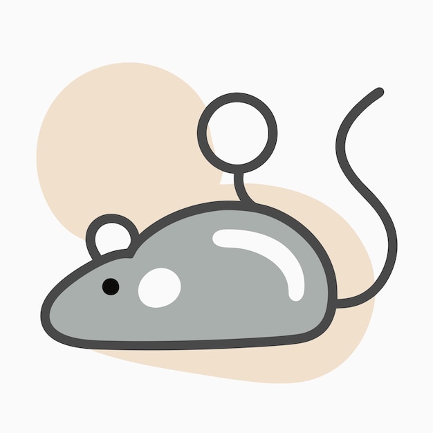 Icono de ratón de juguete dibujado a mano en un fondo blanco aislado 22