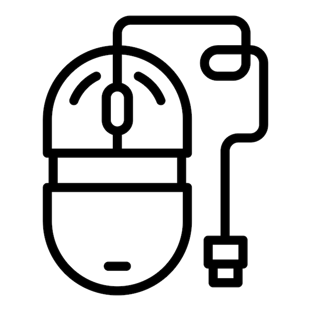 Icono de ratón de oficina en casa Icono de vector de ratón de oficina en casa de esquema para diseño web aislado sobre fondo blanco