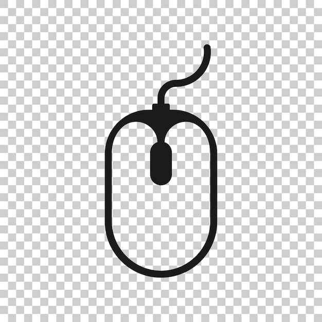 Icono de ratón de ordenador en estilo plano Ilustración de vector de cursor sobre fondo blanco aislado Concepto de negocio de puntero