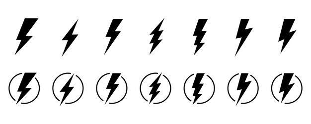 Ícono de rayo intermitente Símbolo de energía eléctrica Ilustración vectorial del signo de energía de energía