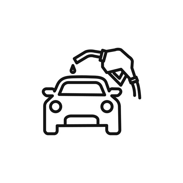 Icono de reabastecimiento de combustible del automóvil Vector plano aislado en el contorno