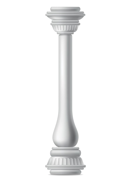 Icono realista de columna antigua Pilar de piedra clásico de la arquitectura romana o griega con adorno retorcido y ranurado para el diseño de la fachada