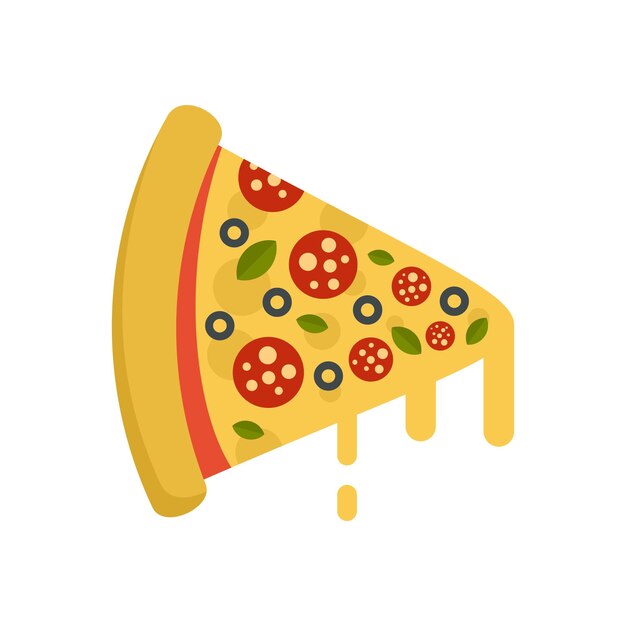 Icono de rebanada de pizza caliente Ilustración plana del icono de vector de rebanada de pizza caliente aislado sobre fondo blanco
