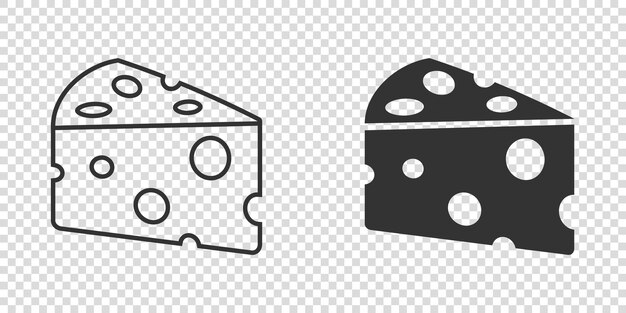 Icono de rebanada de queso en estilo plano Ilustración vectorial de alimentos lácteos en un fondo aislado Concepto de negocio de letrero de desayuno