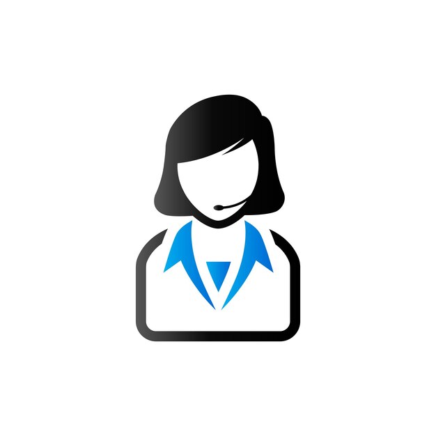 Icono de recepcionista femenina en color de tono dúo Apoyo al centro de llamadas