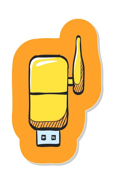 Icono de receptor inalámbrico dibujado a mano en la ilustración de vector de estilo de etiqueta