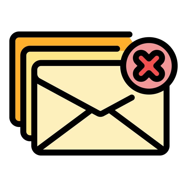 Icono de rechazo de la caja de correo Contorno de correo de rechazo del vector del icono de caja de correos Color plano aislado