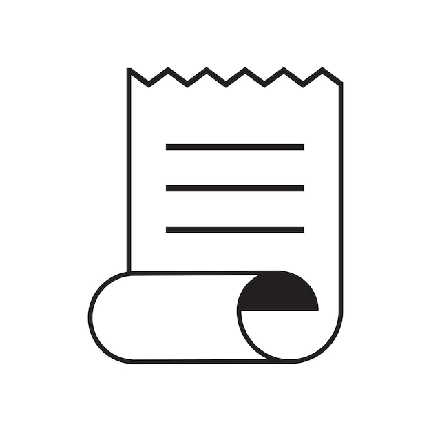 Icono de recibo en blanco y negro Diseño sencillo Ilustración vectorial