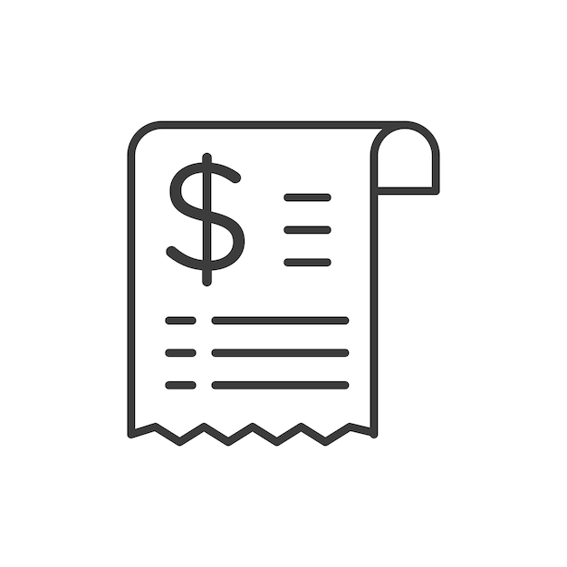 Icono de recibo conjunto pago de impuestos símbolo de recibo vectorial orden factura de compra signo de crédito icono de factura de deuda en negro relleno y estilo delineado