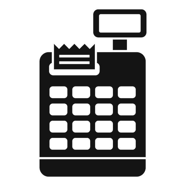 Icono de recibo de impresión de la caja registradora que muestra la transacción de compra