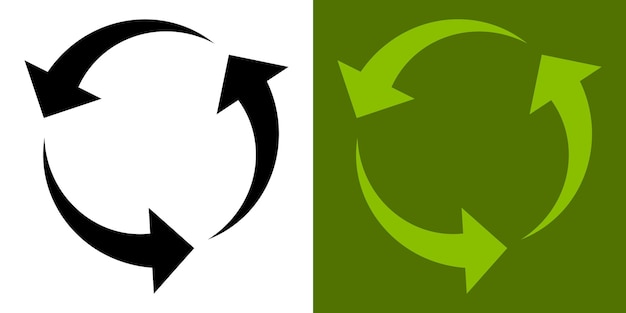 Icono de reciclaje 3 flechas verdes Una flecha que gira sin parar El concepto de reutilización Reciclado Cuidado de la naturaleza y el medio ambiente