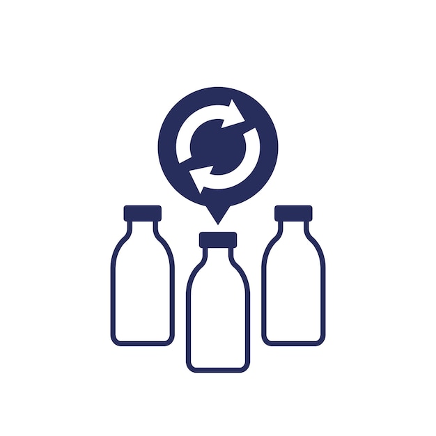 icono de reciclaje de botellas de plástico en blanco