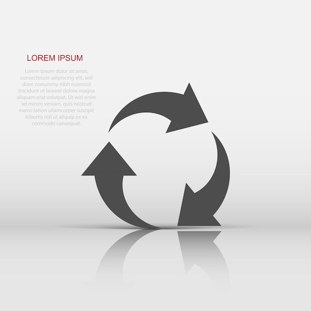 Icono de reciclaje en estilo plano Ilustración de vector de reutilización sobre fondo blanco aislado Concepto de negocio de signo de reciclaje