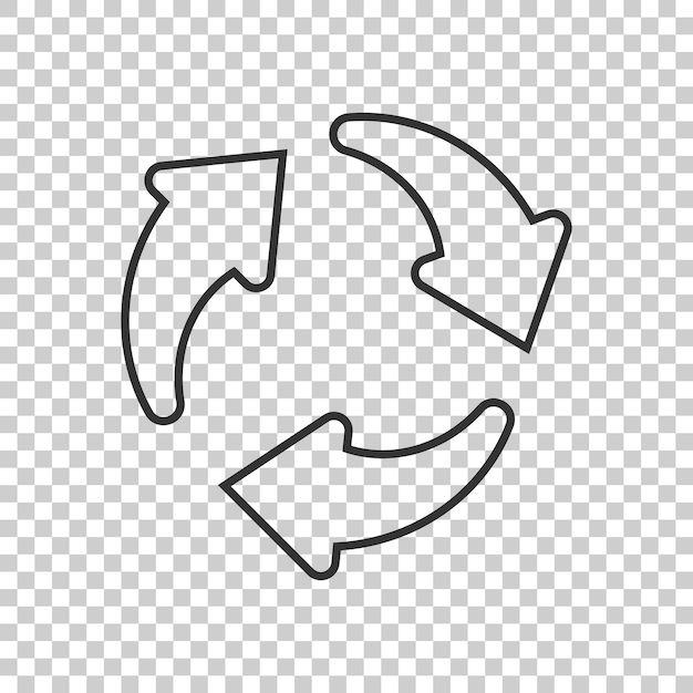 Icono de reciclaje en estilo plano Ilustración de vector de reutilización sobre fondo blanco aislado Concepto de negocio de signo de reciclaje
