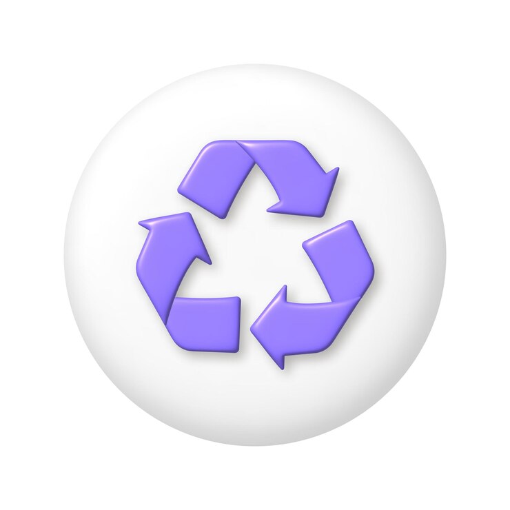 Vector icono de reciclaje de flecha púrpura en botón redondo blanco elemento de diseño de dibujos animados 3d ilustración vectorial
