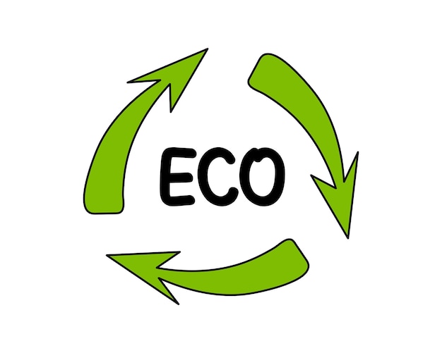 Vector icono de reciclaje de flechas verdes símbolo ecológico concepto de ecología cero residuos y sostenibilidad