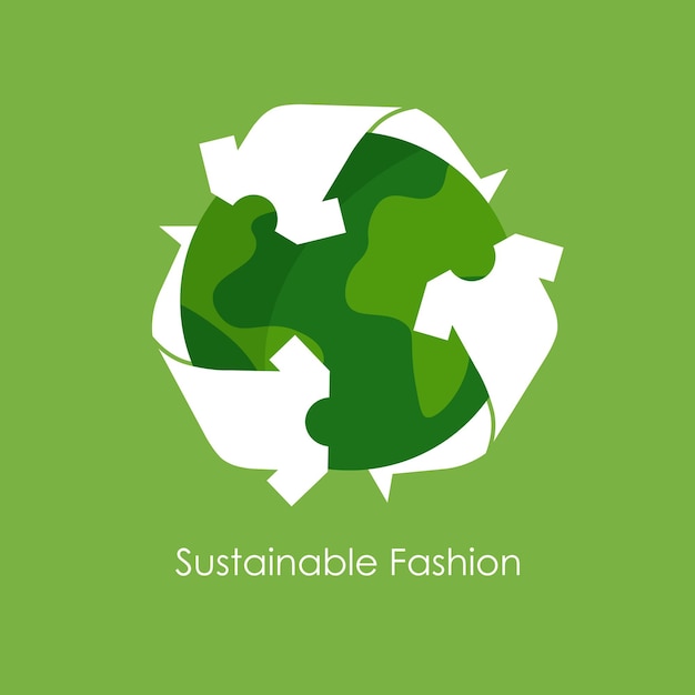 Vector icono de reciclaje de ropa logotipo de moda sostenible concepto ecológico ilustración vectorial