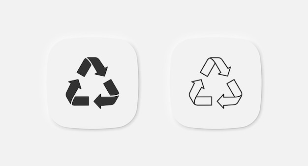 Ícono de reciclaje Símbolo de residuos Signo del mundo ecológico Conjunto de íconos de reciclado de basura y basura Signo aislado vectorial