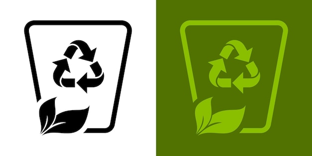 Icono de reciclaje con símbolo de triángulo de flecha y hojas que simbolizan el reciclaje de la conciencia ambiental